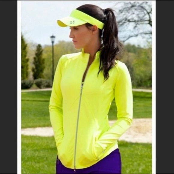 Jofit full front zip bright yellow athletic jacket size medium - Picture 1 of 7